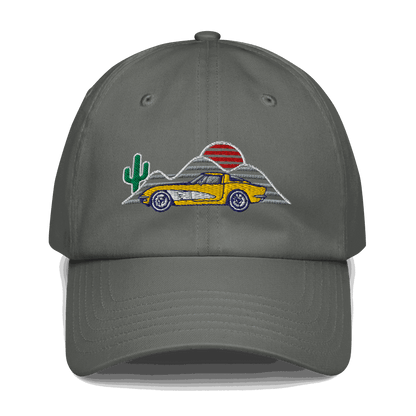 Corvette Sunset Cap C1 Emblem Embroidered Automotive Hat Yellow