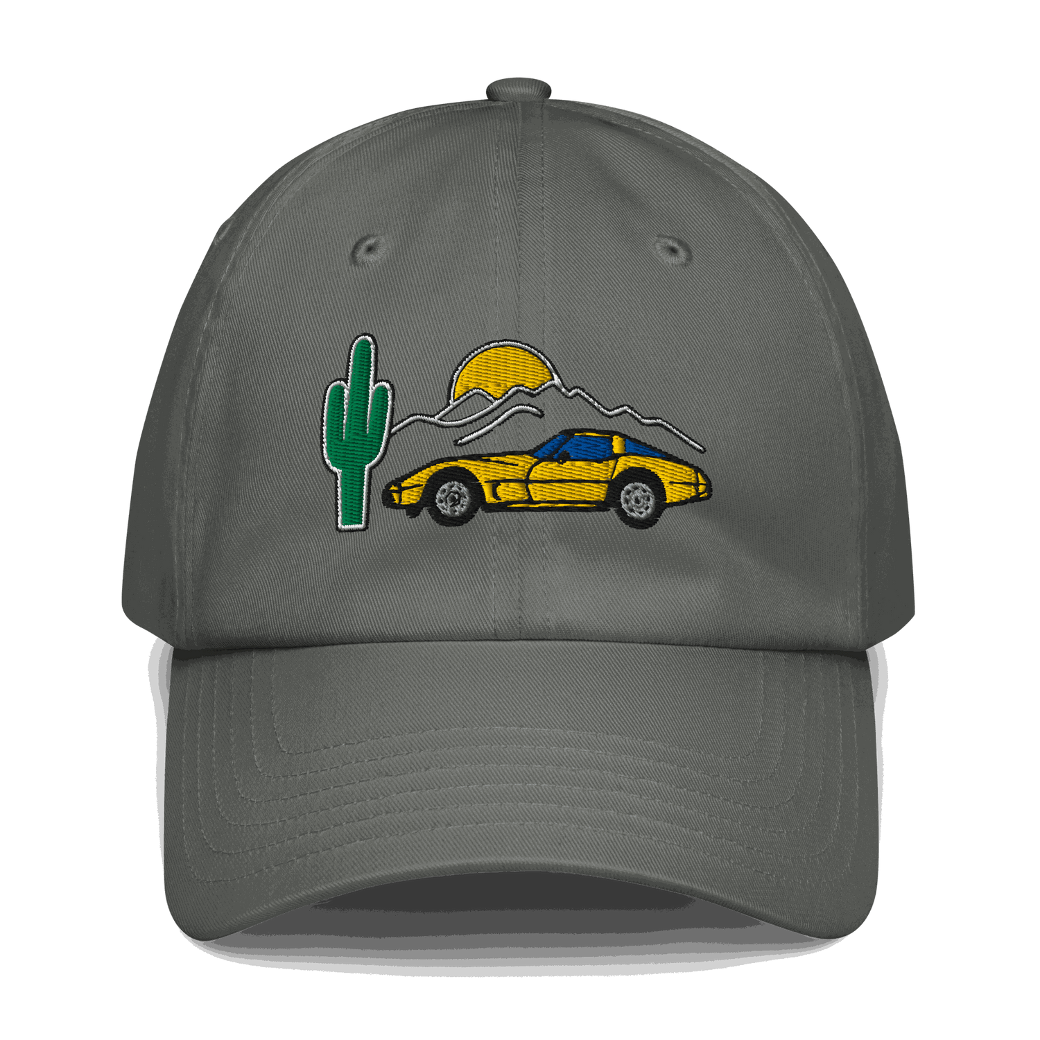 Corvette Sunset Cap C1 Emblem Embroidered Automotive Hat Yellow