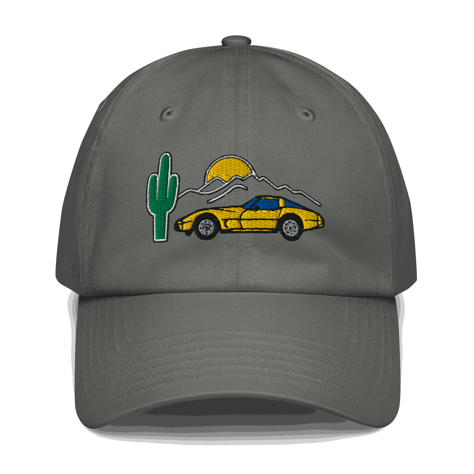 Corvette Sunset Cap C1 Emblem Embroidered Automotive Hat Yellow