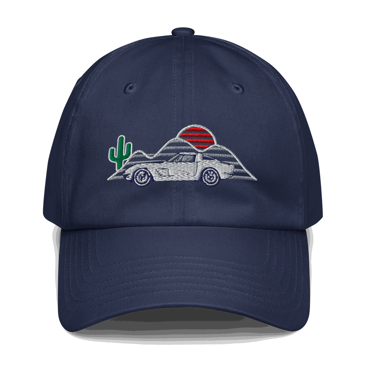 Corvette Sunset Hat with colorful embroidered design for car enthusiasts