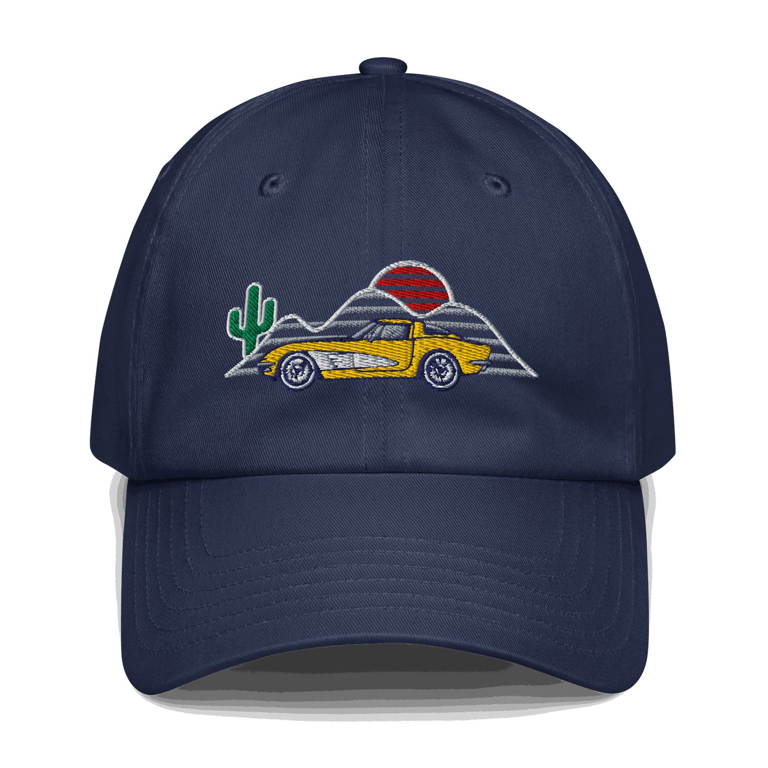 Corvette Sunset Cap C1 Emblem Embroidered Automotive Hat Yellow