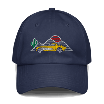 Corvette Sunset Cap C1 Emblem Embroidered Automotive Hat Yellow