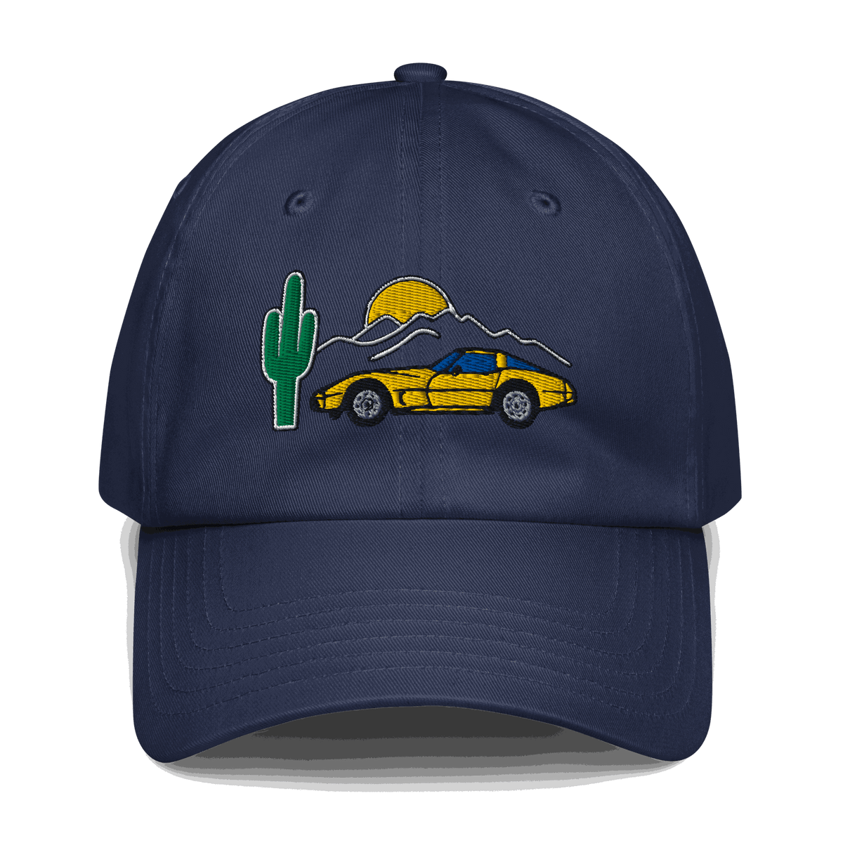 Corvette Sunset Cap C1 Emblem Embroidered Automotive Hat Yellow