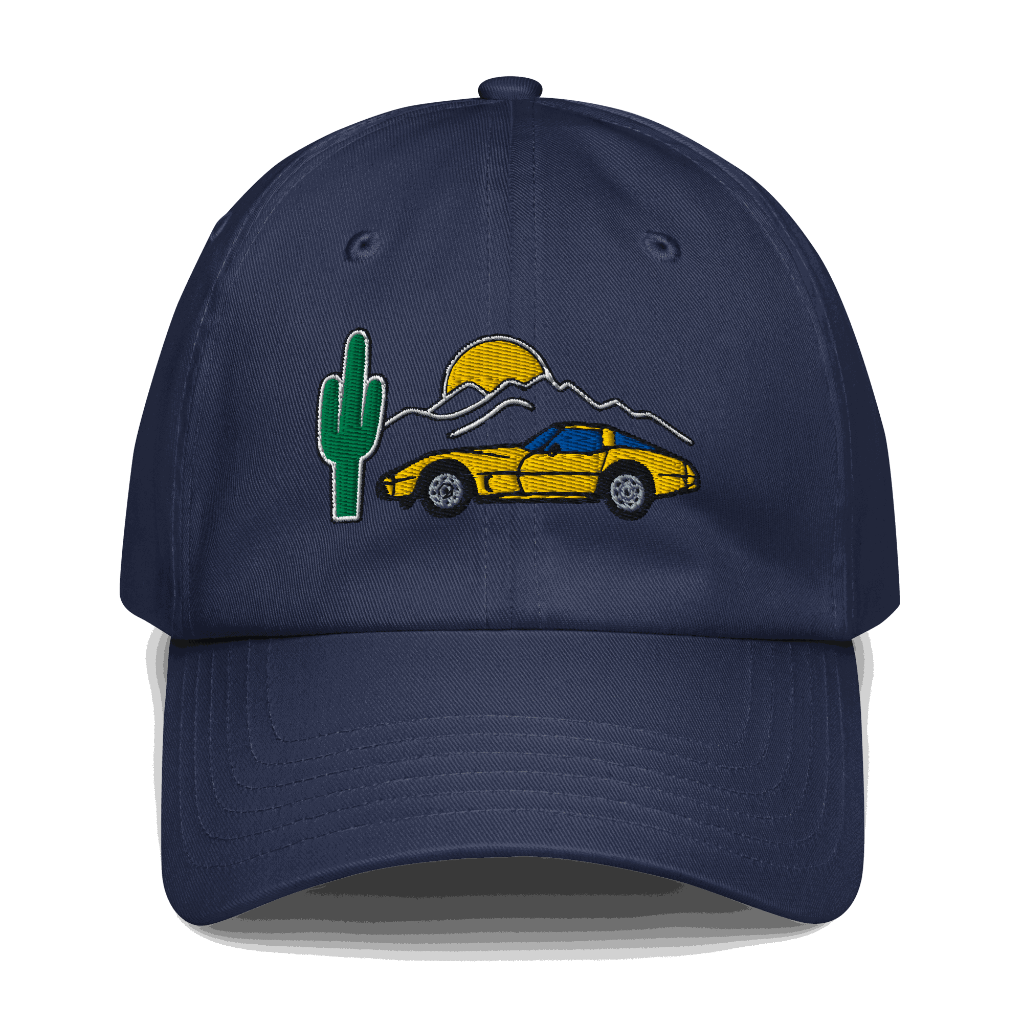 Corvette Sunset Cap C1 Emblem Embroidered Automotive Hat Yellow