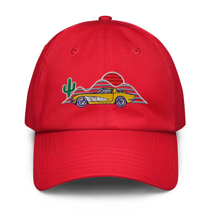 Corvette Sunset Cap C1 Emblem Embroidered Automotive Hat Yellow