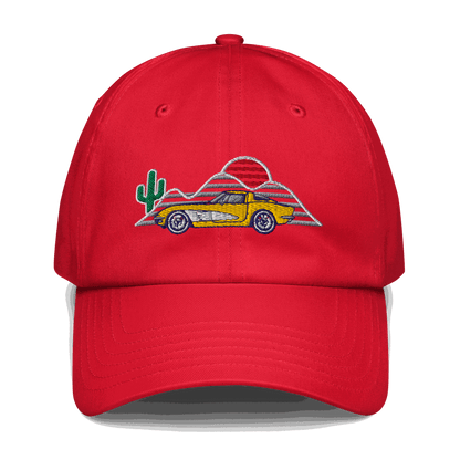 Corvette Sunset Cap C1 Emblem Embroidered Automotive Hat Yellow