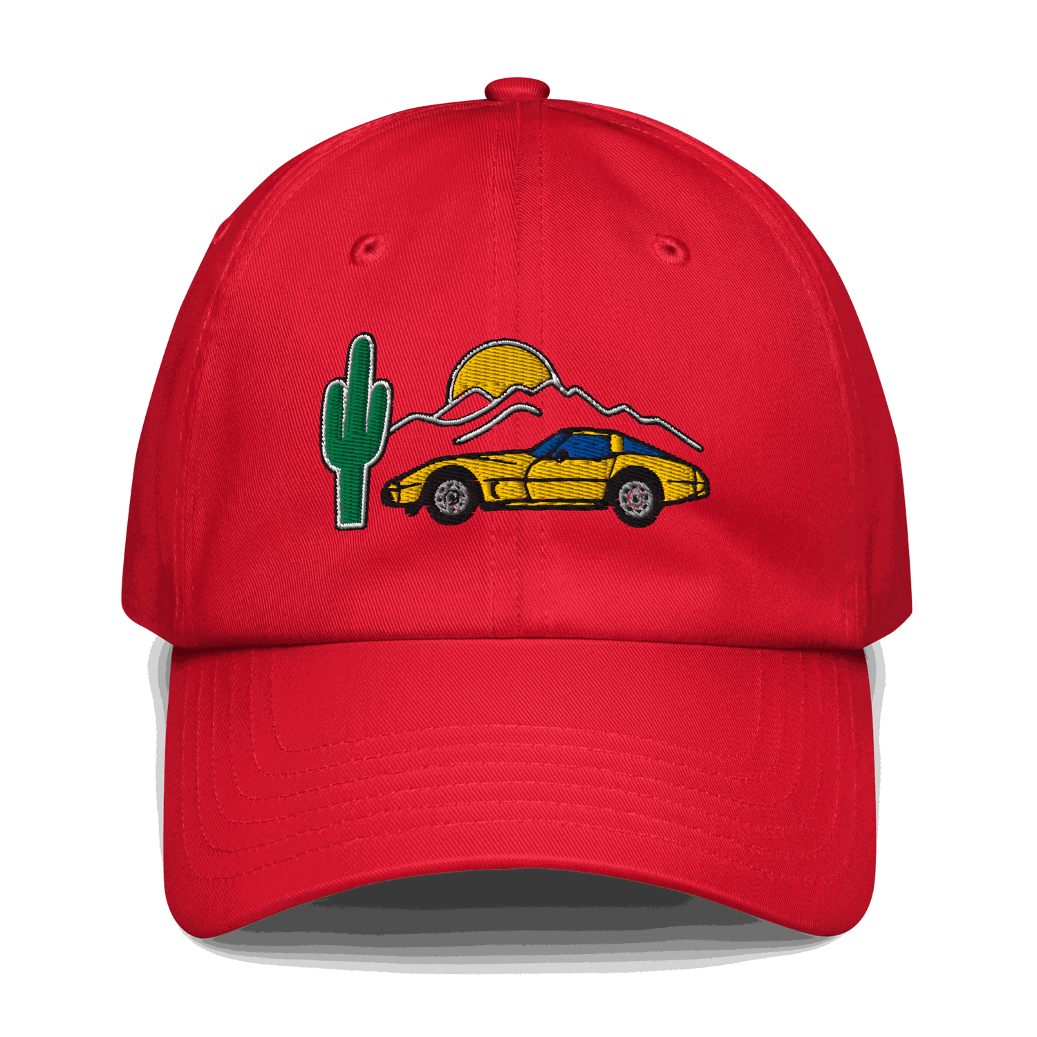 Corvette Sunset Cap C1 Emblem Embroidered Automotive Hat Yellow
