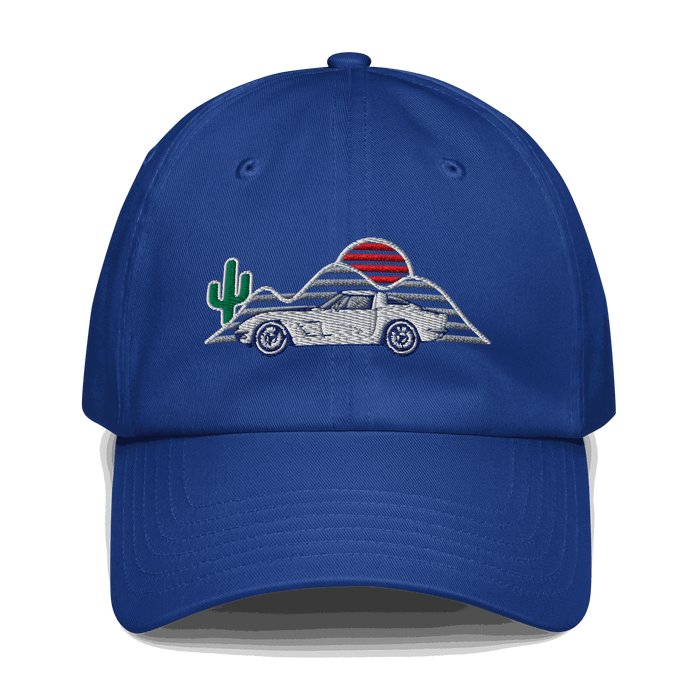 Corvette Sunset Hat embroidered with vibrant car-themed design