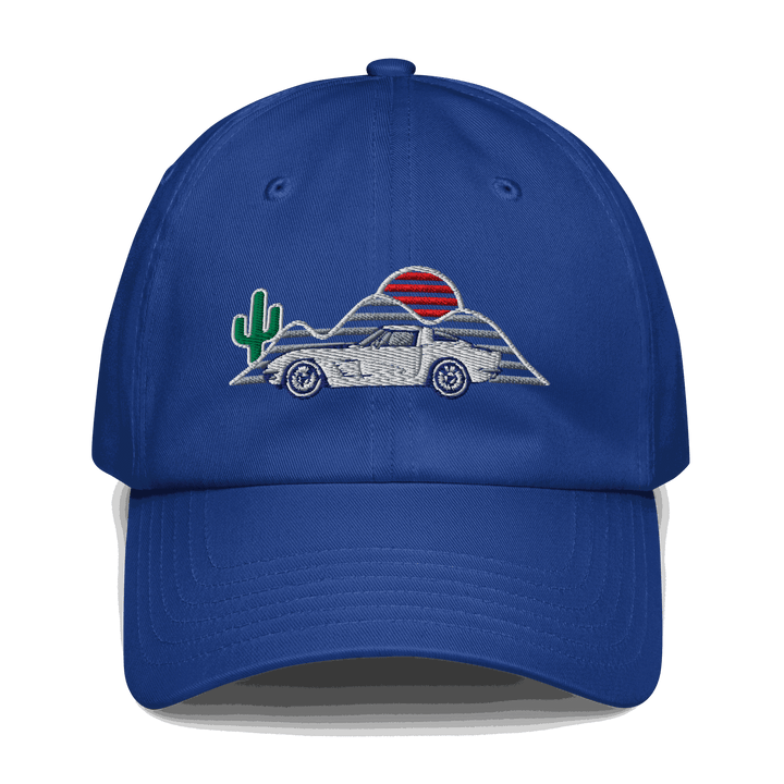 Corvette Sunset Hat embroidered with vibrant car-themed design