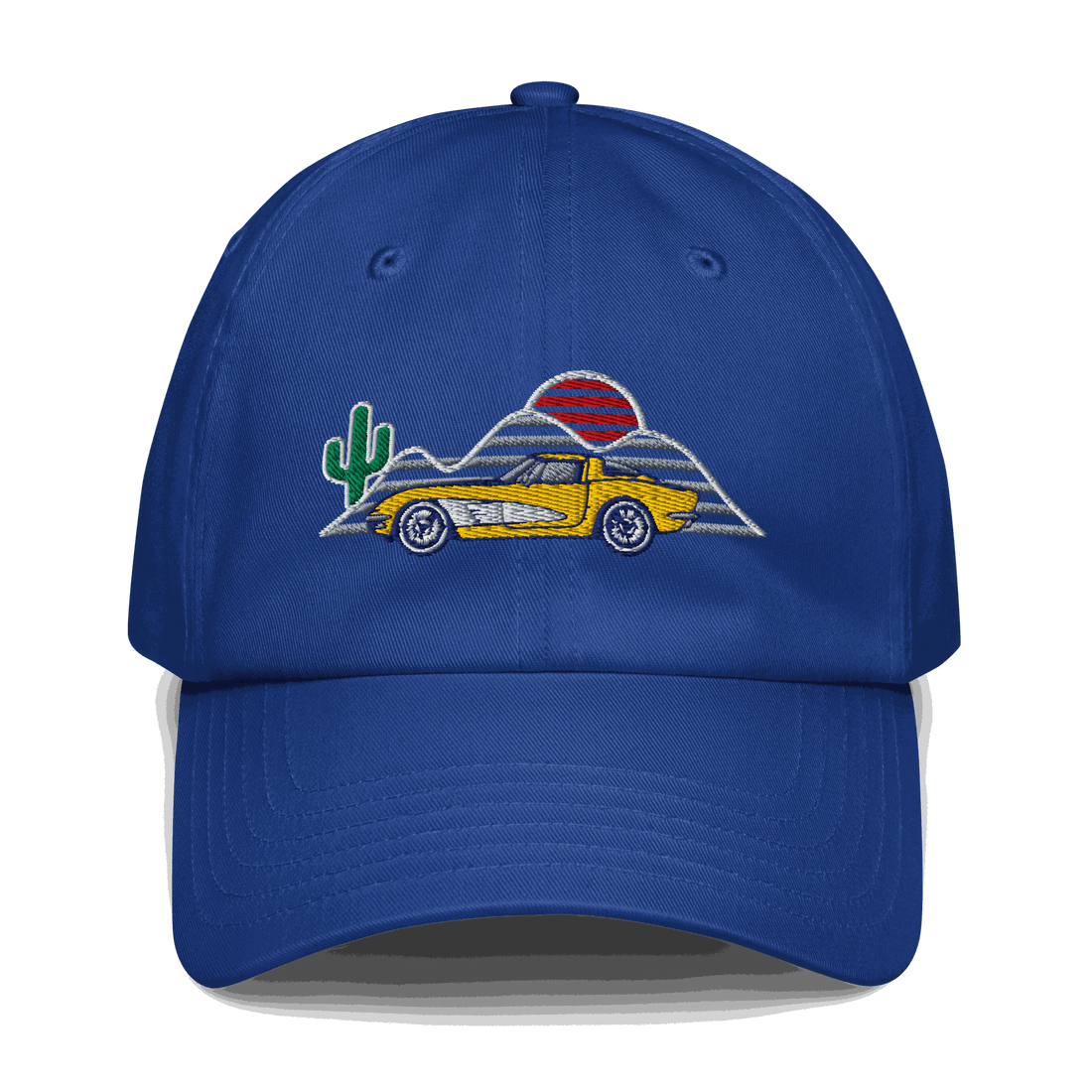 Corvette Sunset Cap C1 Emblem Embroidered Automotive Hat Yellow