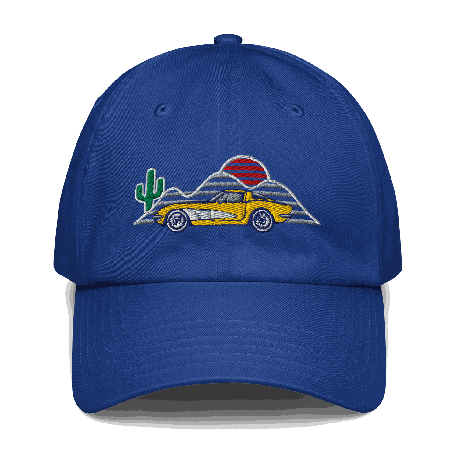 Corvette Sunset Cap C1 Emblem Embroidered Automotive Hat Yellow