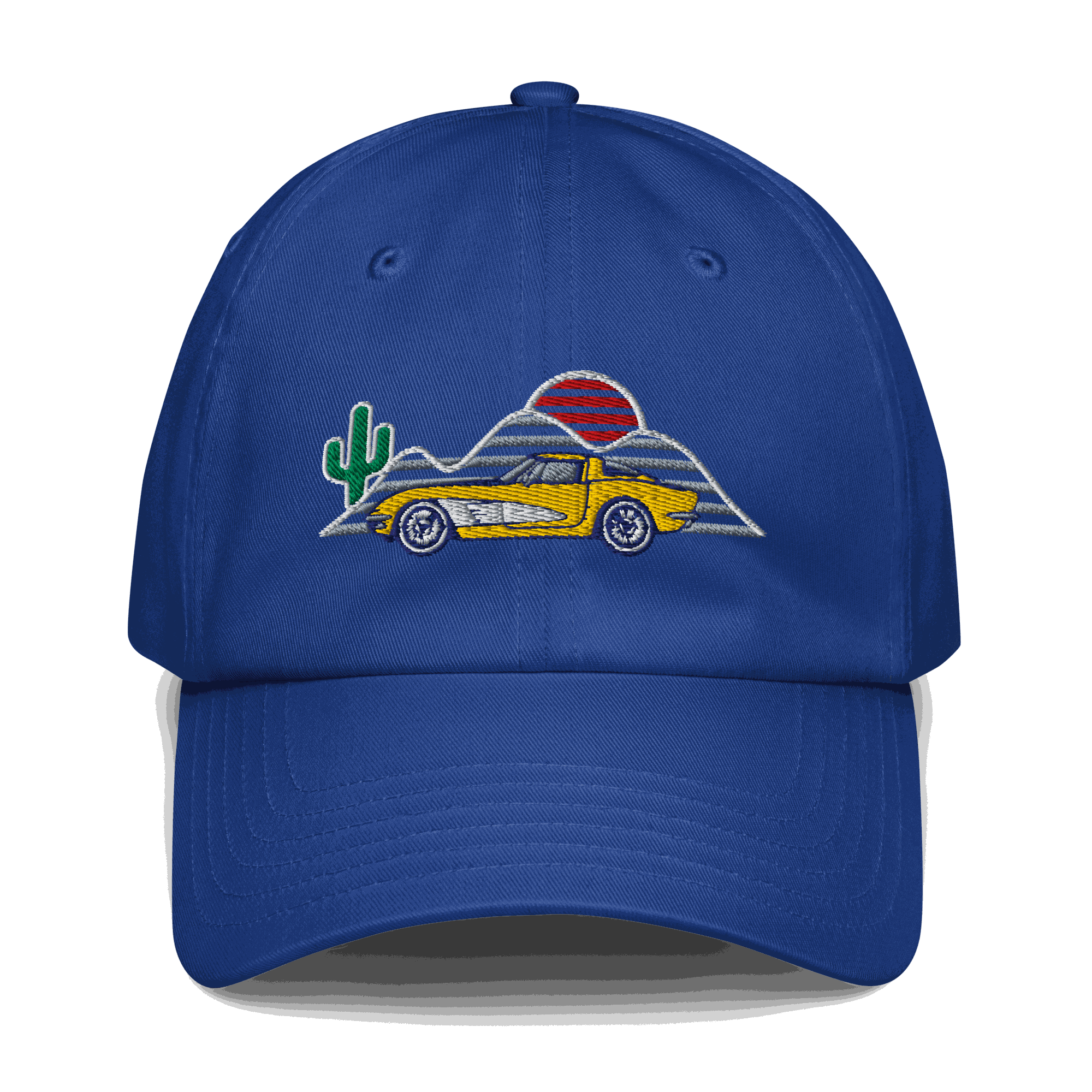 Corvette Sunset Cap C1 Emblem Embroidered Automotive Hat Yellow