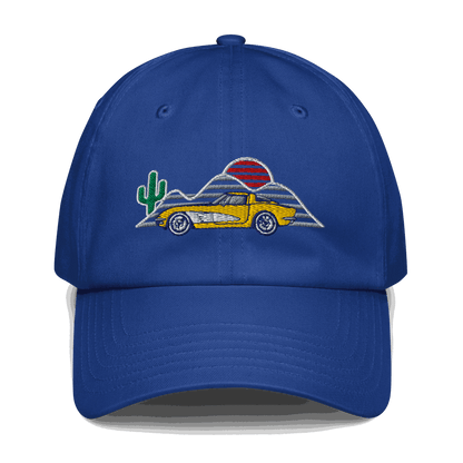 Corvette Sunset Cap C1 Emblem Embroidered Automotive Hat Yellow