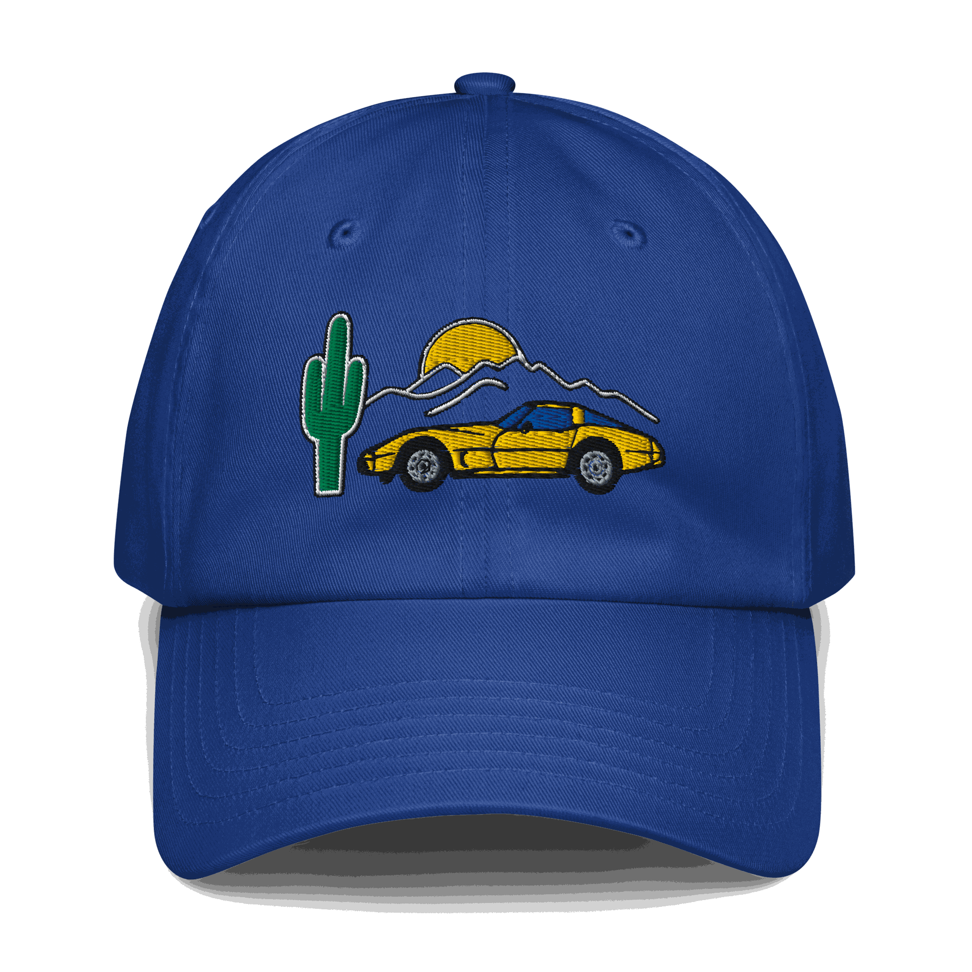 Corvette Sunset Cap C1 Emblem Embroidered Automotive Hat Yellow