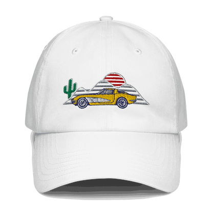 Corvette Sunset Cap C1 Emblem Embroidered Automotive Hat Yellow