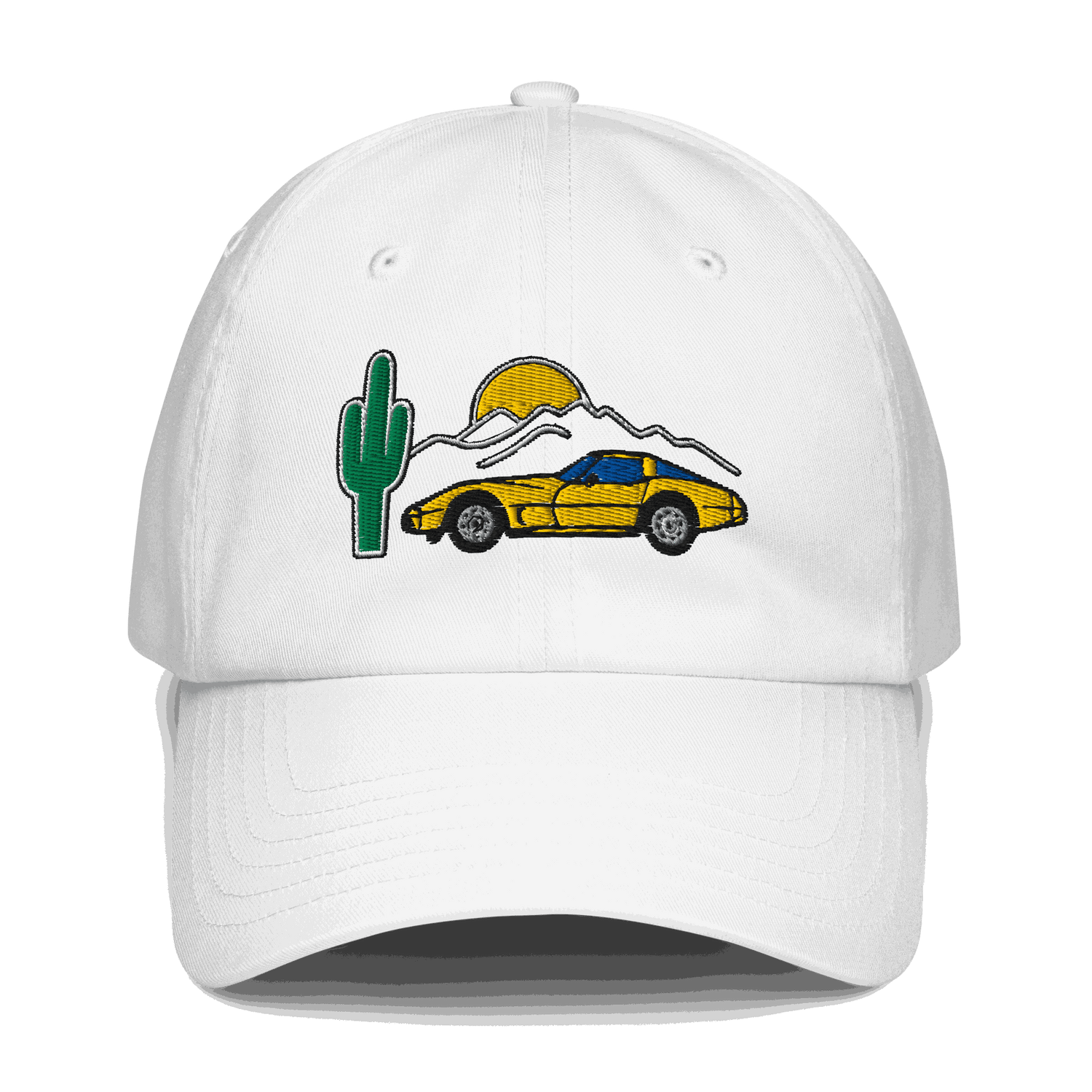 Corvette Sunset Cap C1 Emblem Embroidered Automotive Hat Yellow