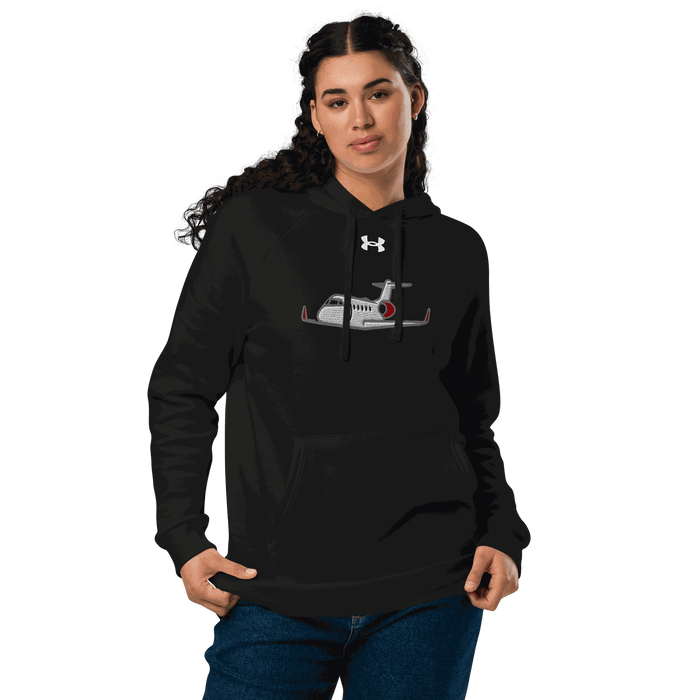 Jet Set Under Armour® hoodie in soft cotton-blend fleece with embroidered logo and front pouch pocket