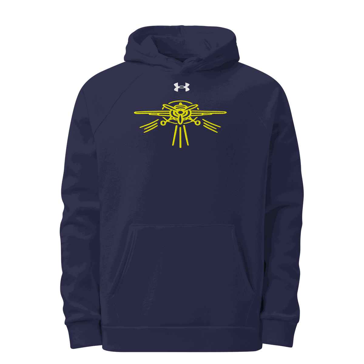 Prop Plane Under Armour® hoodie in soft cotton-blend fleece with embroidered logo and front pocket