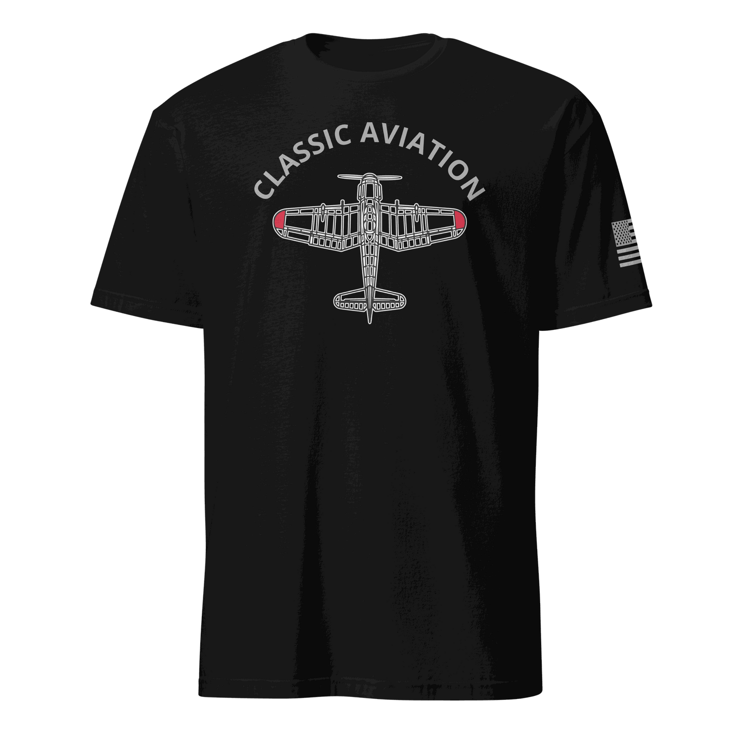 Black Aviation T-Shirt with classic airplane graphic and &quot;Classic Aviation&quot; text, perfect pilot gift