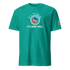 Teal flying machine t-shirt with vintage airplane graphic and "Flying It&