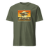 Vintage aviation graphic tee with retro airplane and "Air Adventure Tours" design on olive green shirt