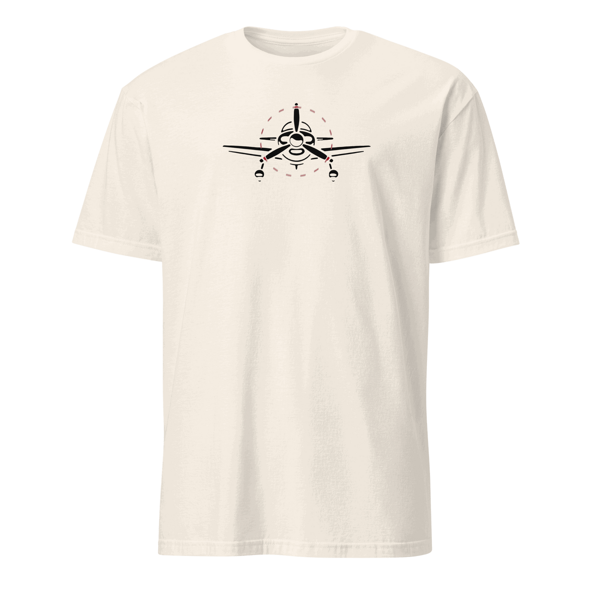 White Plane 6 short-sleeve unisex aviation T-shirt with airplane graphic on chest