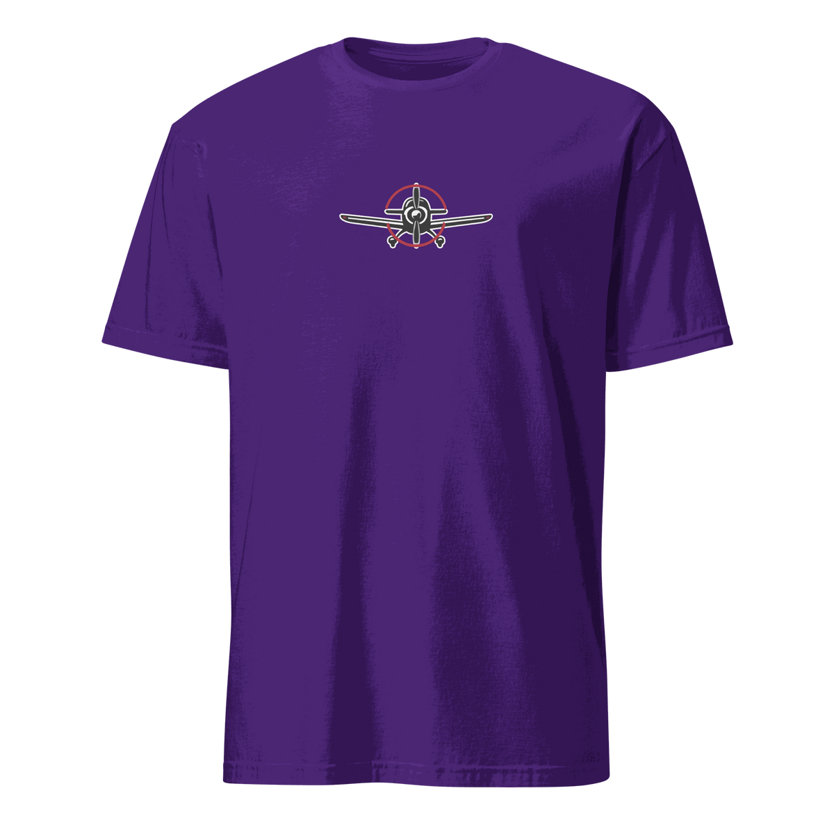 aviation t-shirt for airplane lovers in purple with airplane graphic design