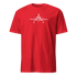 Red Plane 6 short-sleeve unisex aviation T-shirt with white airplane graphic on front