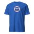Blue unisex t-shirt with funny pilot math equation graphic for aviation enthusiasts
