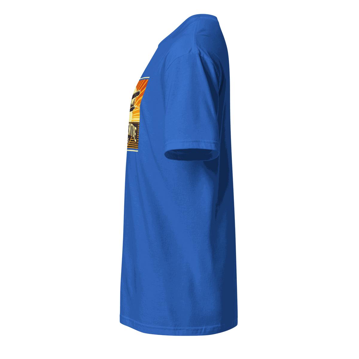 blue vintage aviation graphic tee side view with retro pilot design