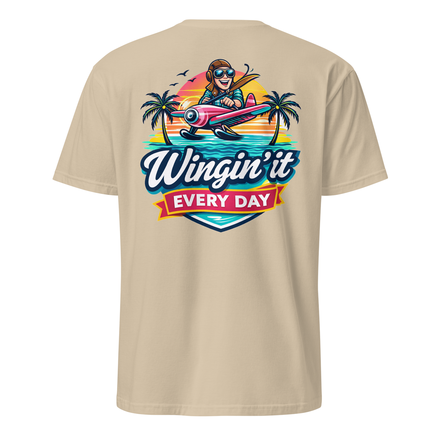 Aviation t-shirt featuring a colorful design with the phrase &