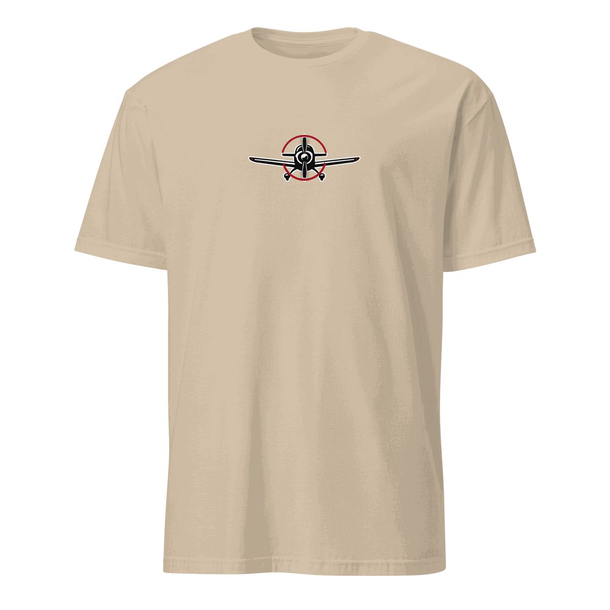 aviation t-shirt for airplane lovers featuring a classic airplane design on a cream fabric