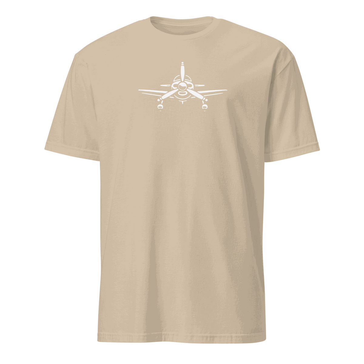 Beige Plane 6 short-sleeve unisex aviation T-shirt with front airplane graphic design