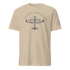 Beige Aviation T-Shirt with classic airplane graphic and "Classic Aviation" text, durable cotton fabric, pilot gift design