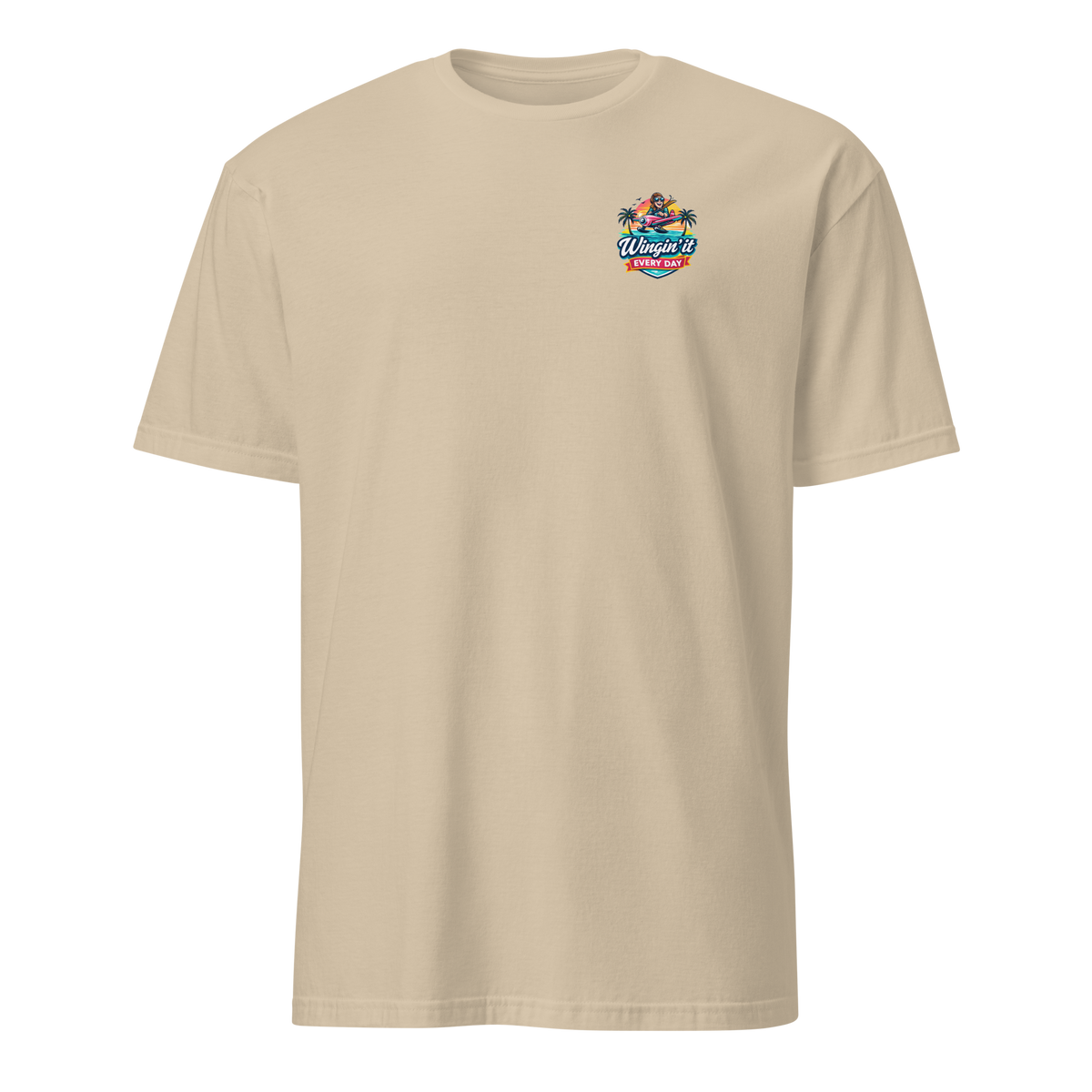 Aviation t-shirt featuring 'Wingin' It Every Day' design, made of soft, durable 100% ring-spun cotton.