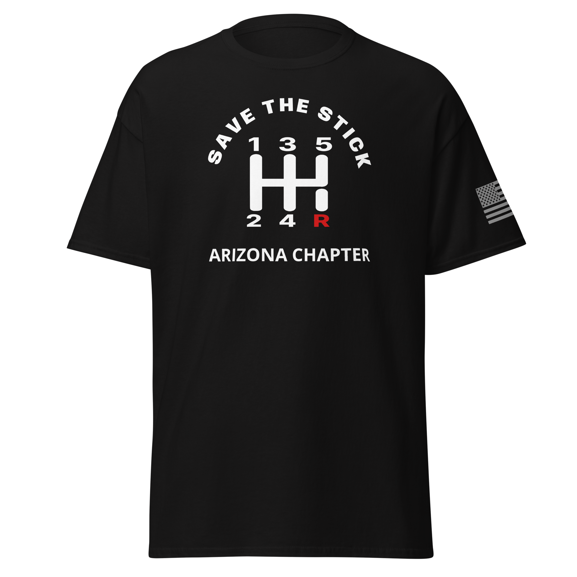 manual transmission car shirt with custom state gear shifter graphic