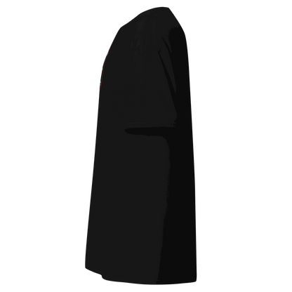 Side view of black Custom Built Classic T-Shirt made from 100% cotton with structured fit and sharp edges