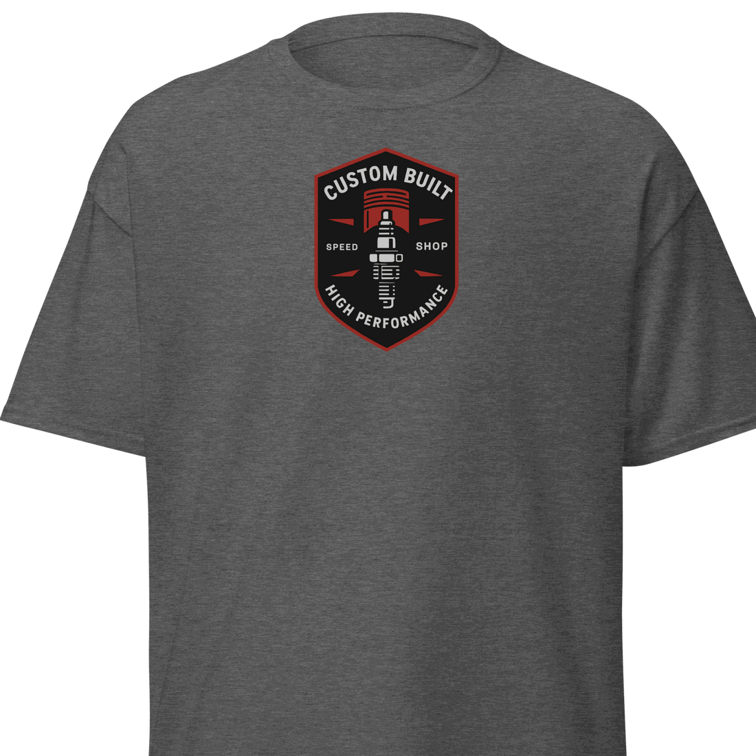 Custom Built Classic T-Shirt in sport grey with logo, 100% cotton unisex tee for layered streetwear looks