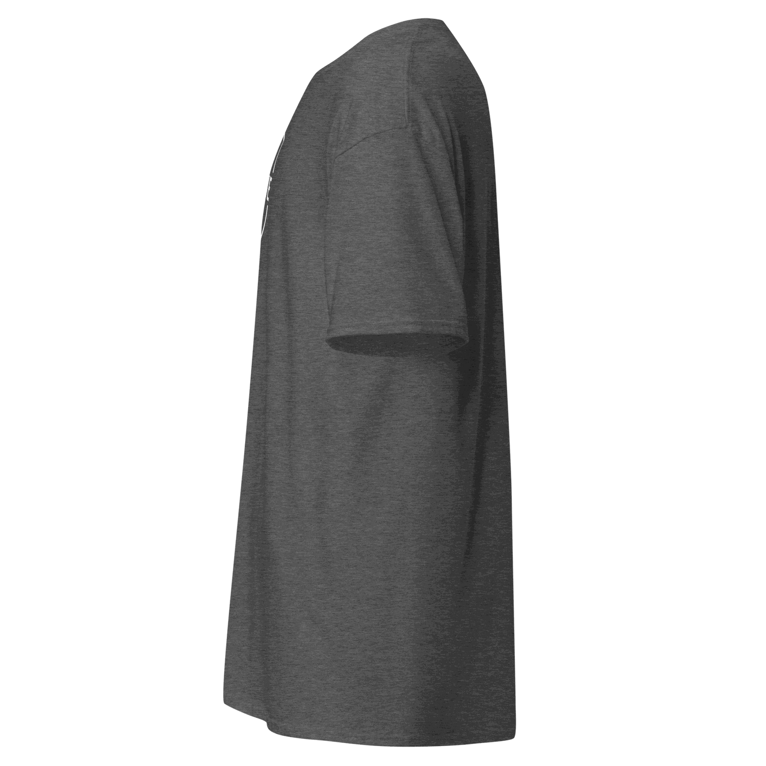 Classic T-Shirt Side view of a gray Automotive Parts Classic T-Shirt made of 100% cotton with a structured fit and double seam sleeves.