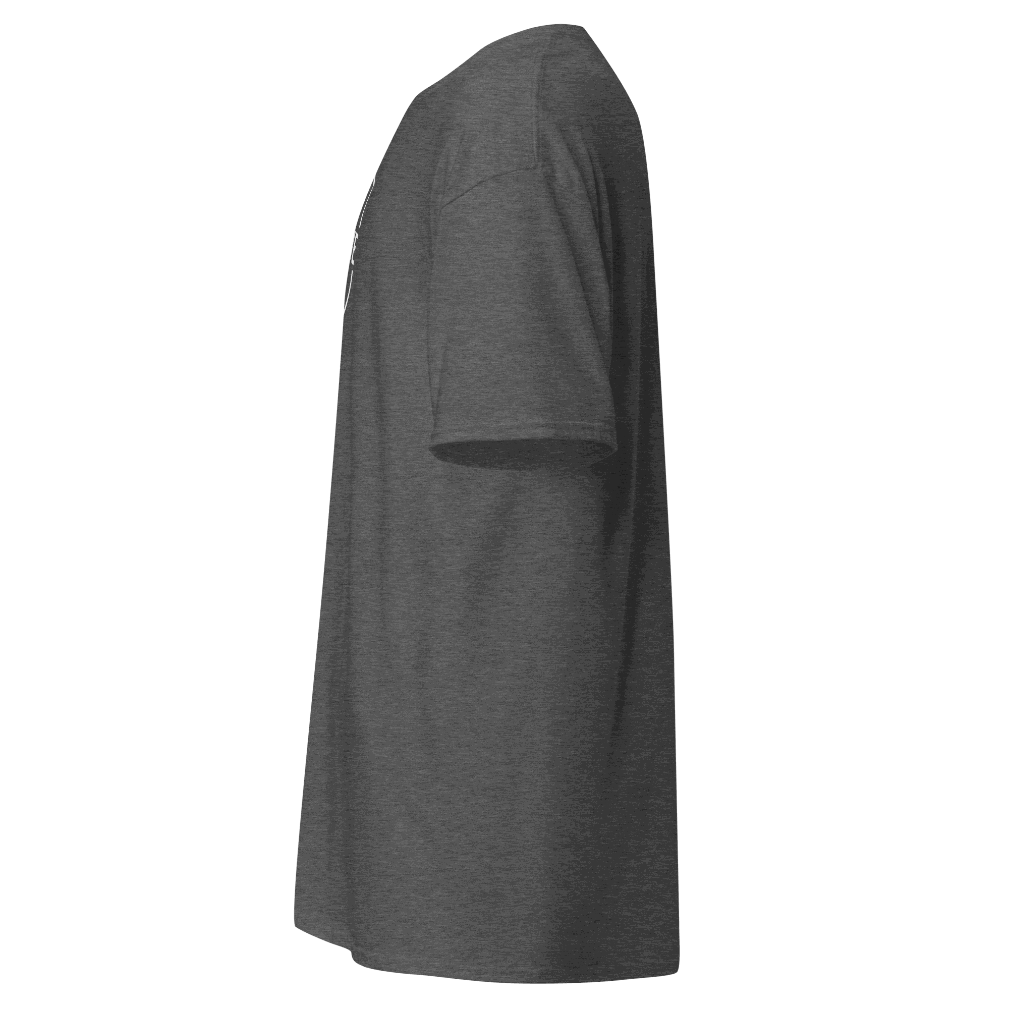 Classic T-Shirt Side view of a gray Automotive Parts Classic T-Shirt made of 100% cotton with a structured fit and double seam sleeves.
