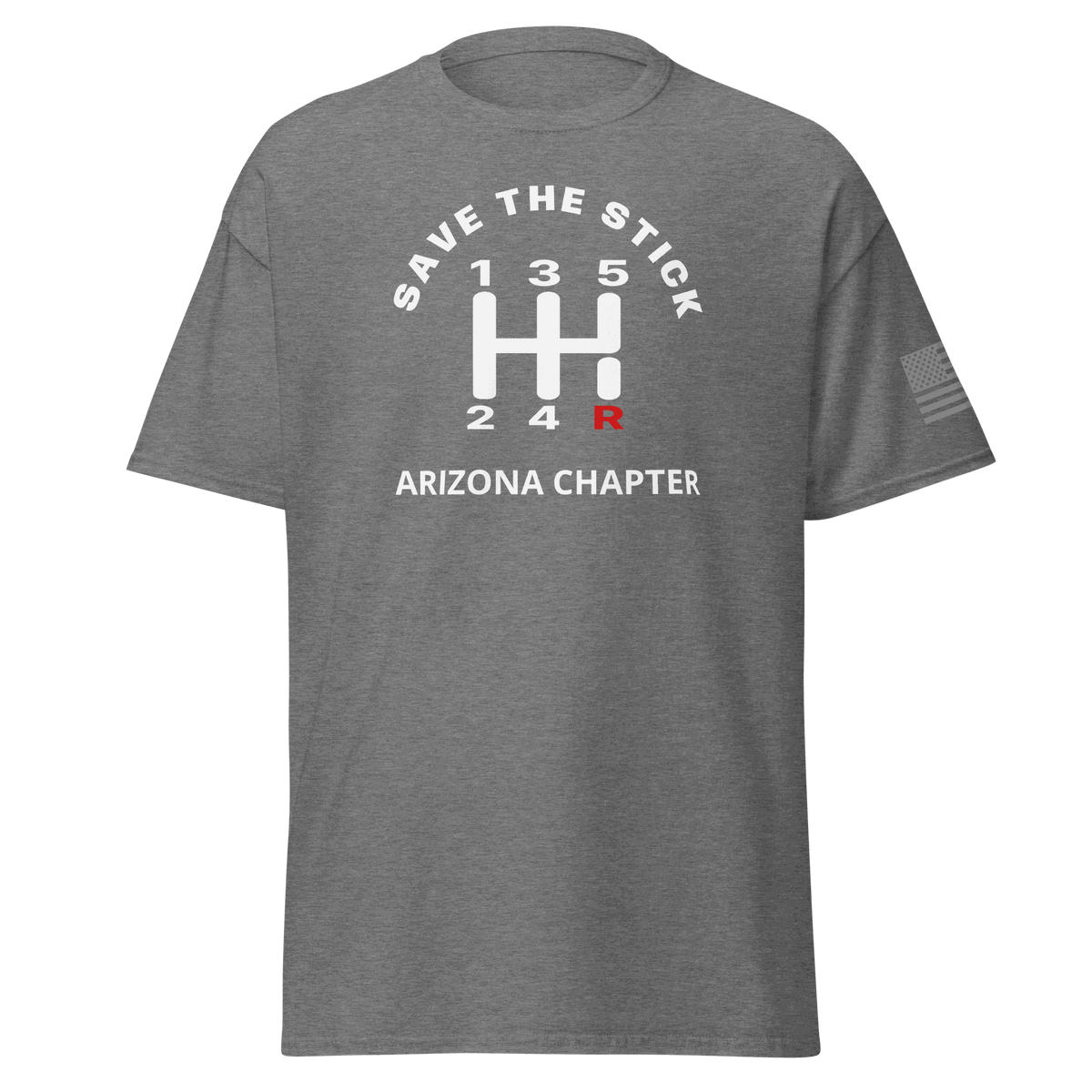 Stick Shift  Custom Manual transmission shirt featuring 'Save the Stick' design for Arizona Chapter car lovers.