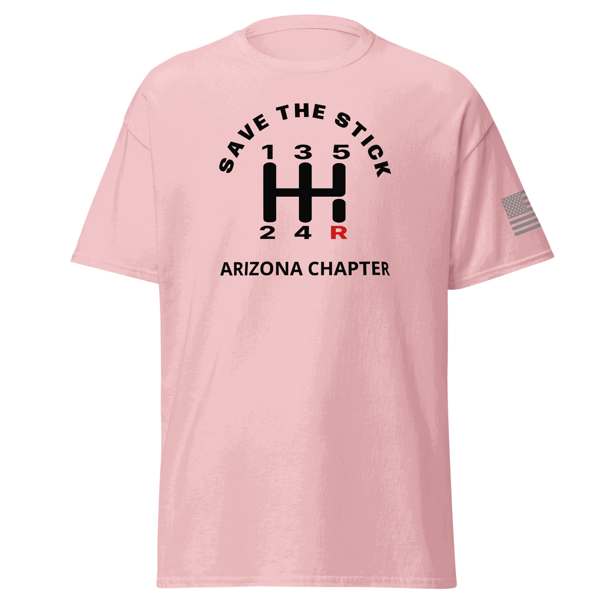 Stick Shift  Custom Manual transmission car shirt featuring Save the Stick design and Arizona Chapter text.