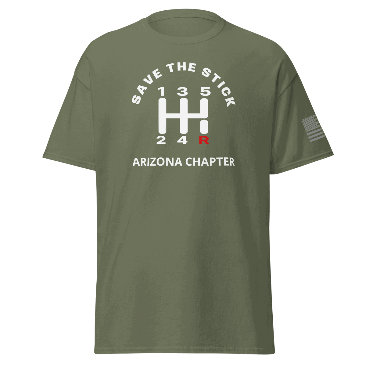 Stick Shift  Custom Manual transmission car shirt featuring 'Save the Stick' design for Arizona Chapter enthusiasts.