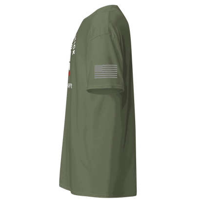 Stick Shift  Custom Manual transmission shirt featuring home state outline and American flag on sleeve.