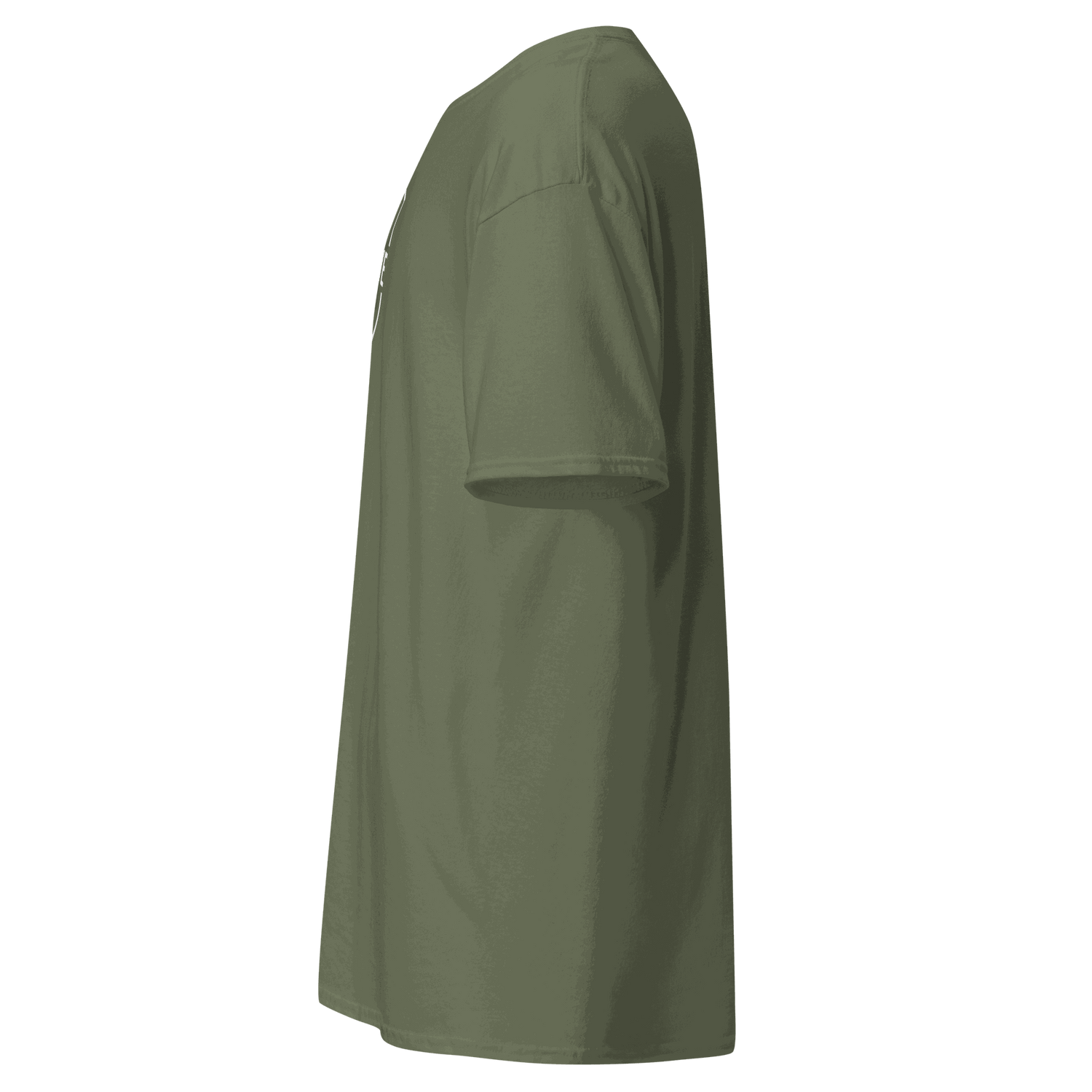 Classic T-Shirt Side view of olive green Automotive Parts Classic T-Shirt made of 100% cotton with a relaxed fit and short sleeves