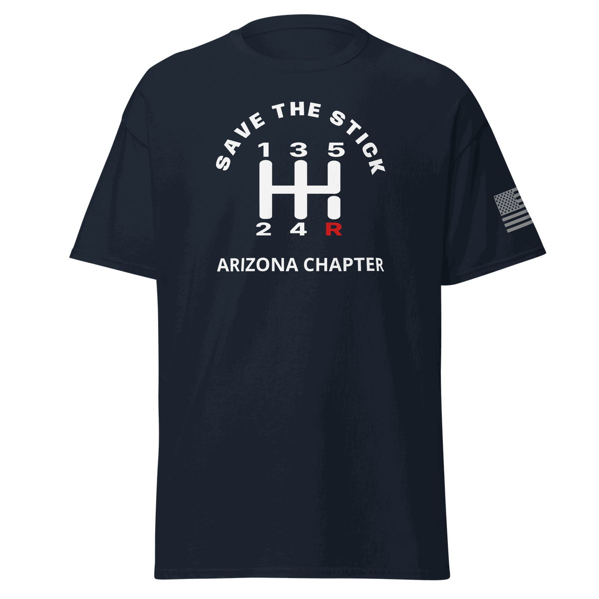 Stick Shift  Custom Manual transmission car shirt featuring 'Save the Stick' and Arizona Chapter design.