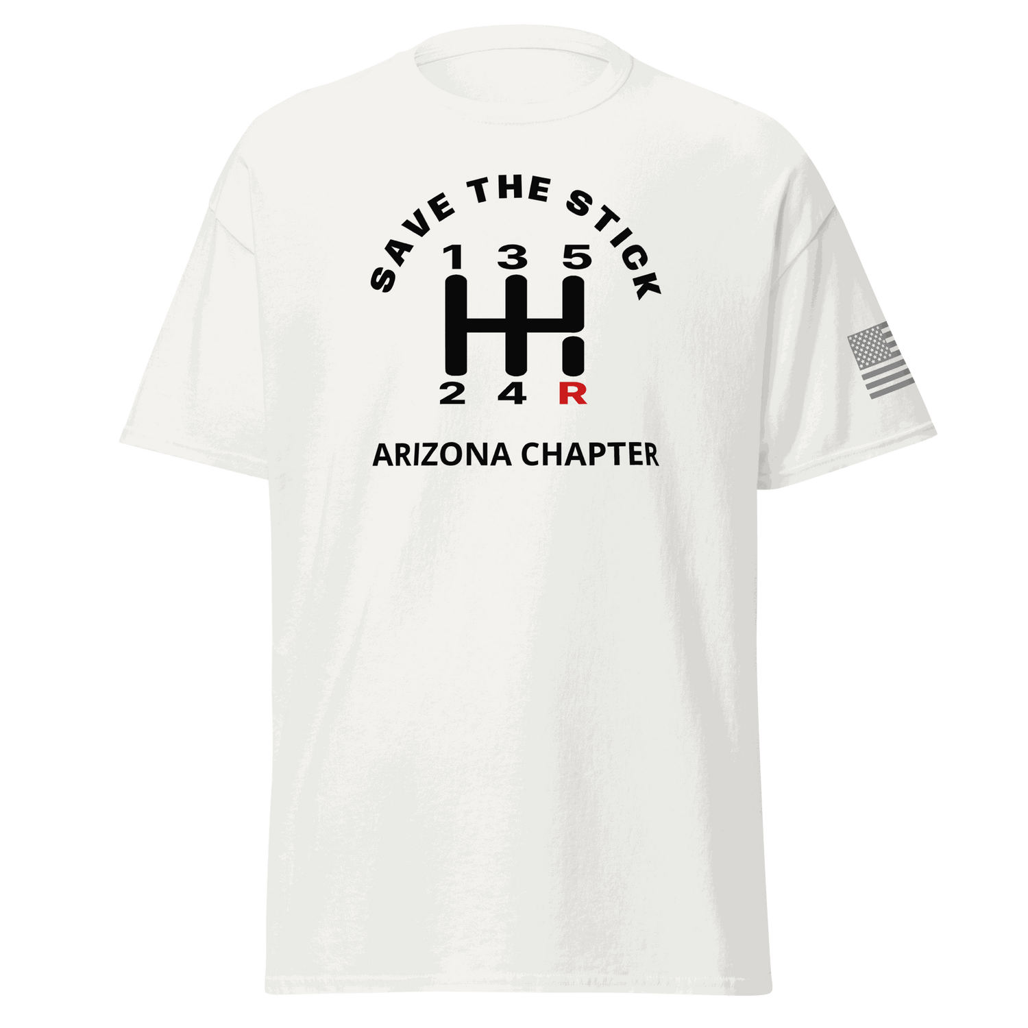 Stick Shift  Custom Manual transmission car shirt featuring Save the Stick design for Arizona chapter.