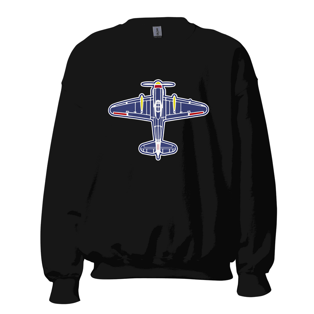 Black Aviation Unisex Sweatshirt with airplane graphic, classic fit, soft air-jet spun yarn, cotton-polyester blend