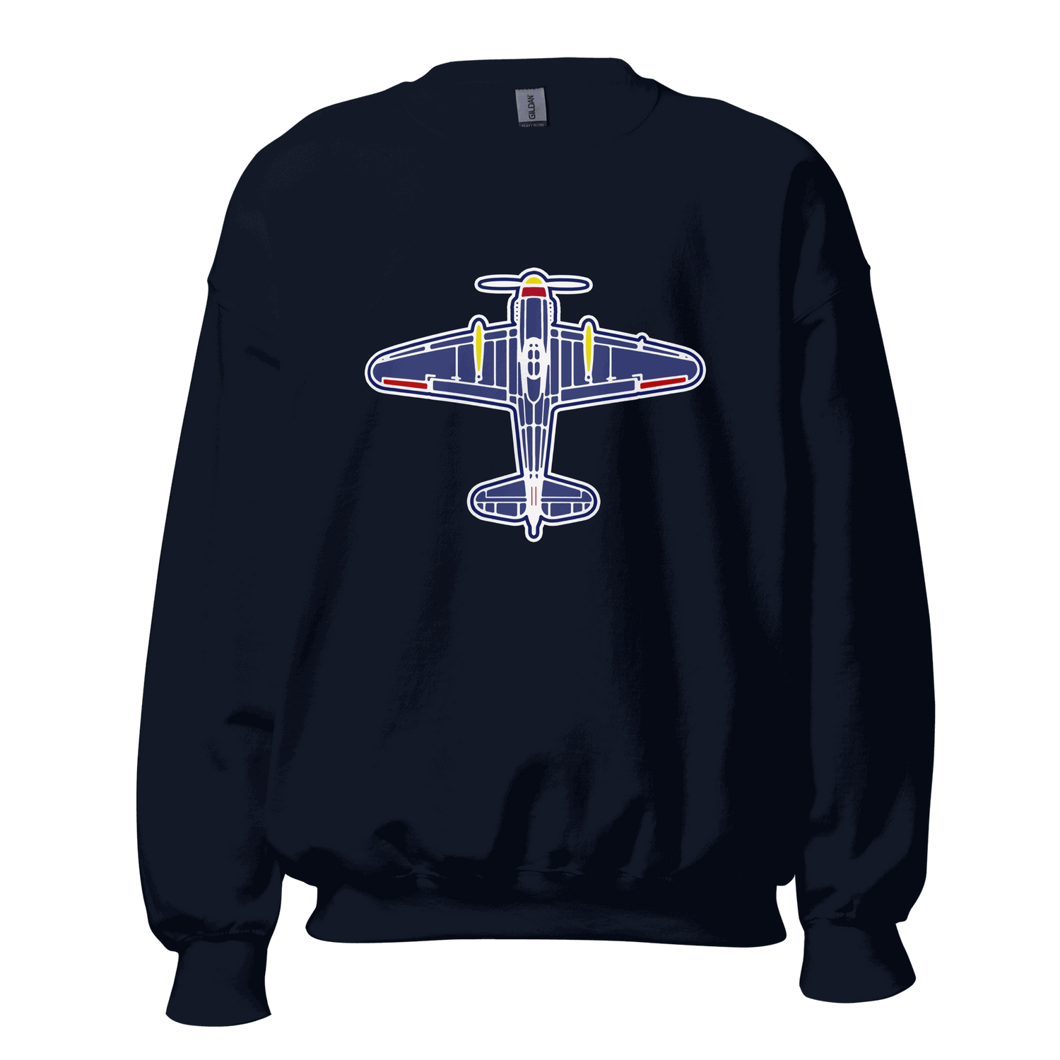 Navy Aviation Unisex Sweatshirt with airplane graphic, classic fit, soft air-jet spun yarn fabric for warmth and comfort