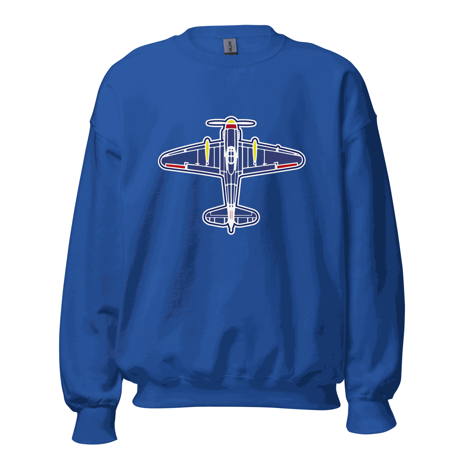 Blue Aviation Unisex Sweatshirt with vintage airplane graphic, classic fit and soft cotton-polyester blend